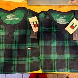 TWO (2) of Tommy Hilfiger Men's Thermal Lounge T-Shirt GREEN NEW with TAGS